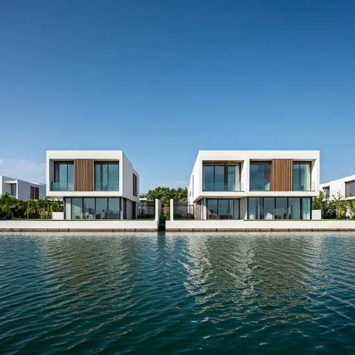 Deniz kenarında modern villalar